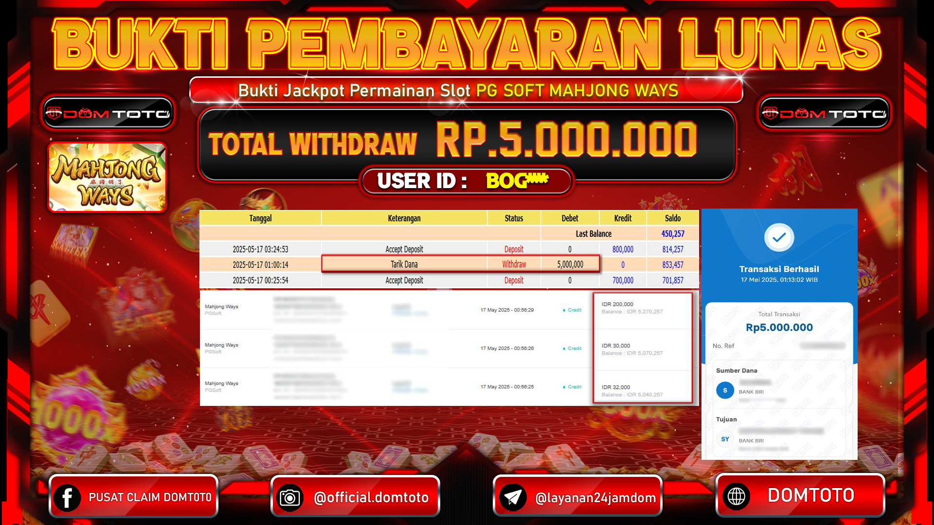 JACKPOT SLOT MAHJONG WAYS  17 MEI 2025